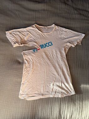 Emilio Pucci Cream T-Shirt with Blue Logo